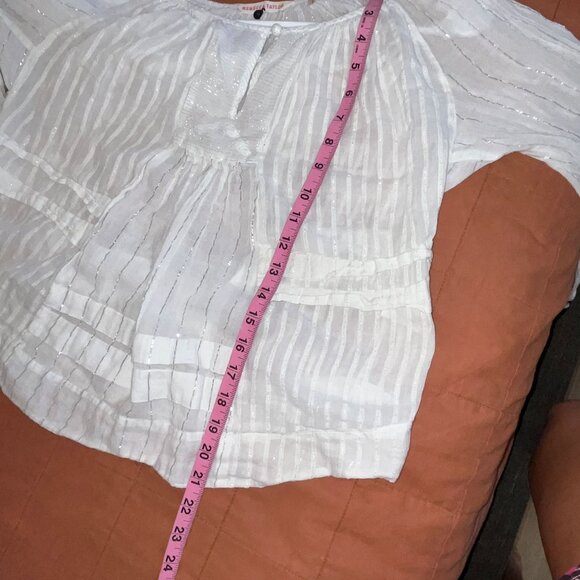 Rebecca Taylor White Sheer Long Sleeve Peasant Blouse Womens Size S - Picture 6 of 9